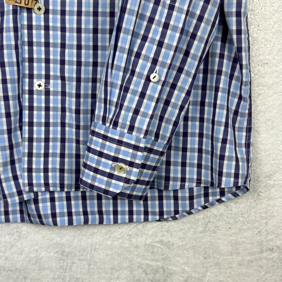Eton Dress Shirt Mens EU 40  US 15 3/4 Contemporary Fit Blue Plaid Contrast Trim - Picture 6 of 15